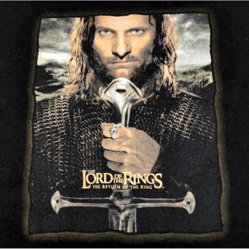 Vtg 2003 Lord of the Rings Return of the King T-Shirt Black Aragorn Movie Promo